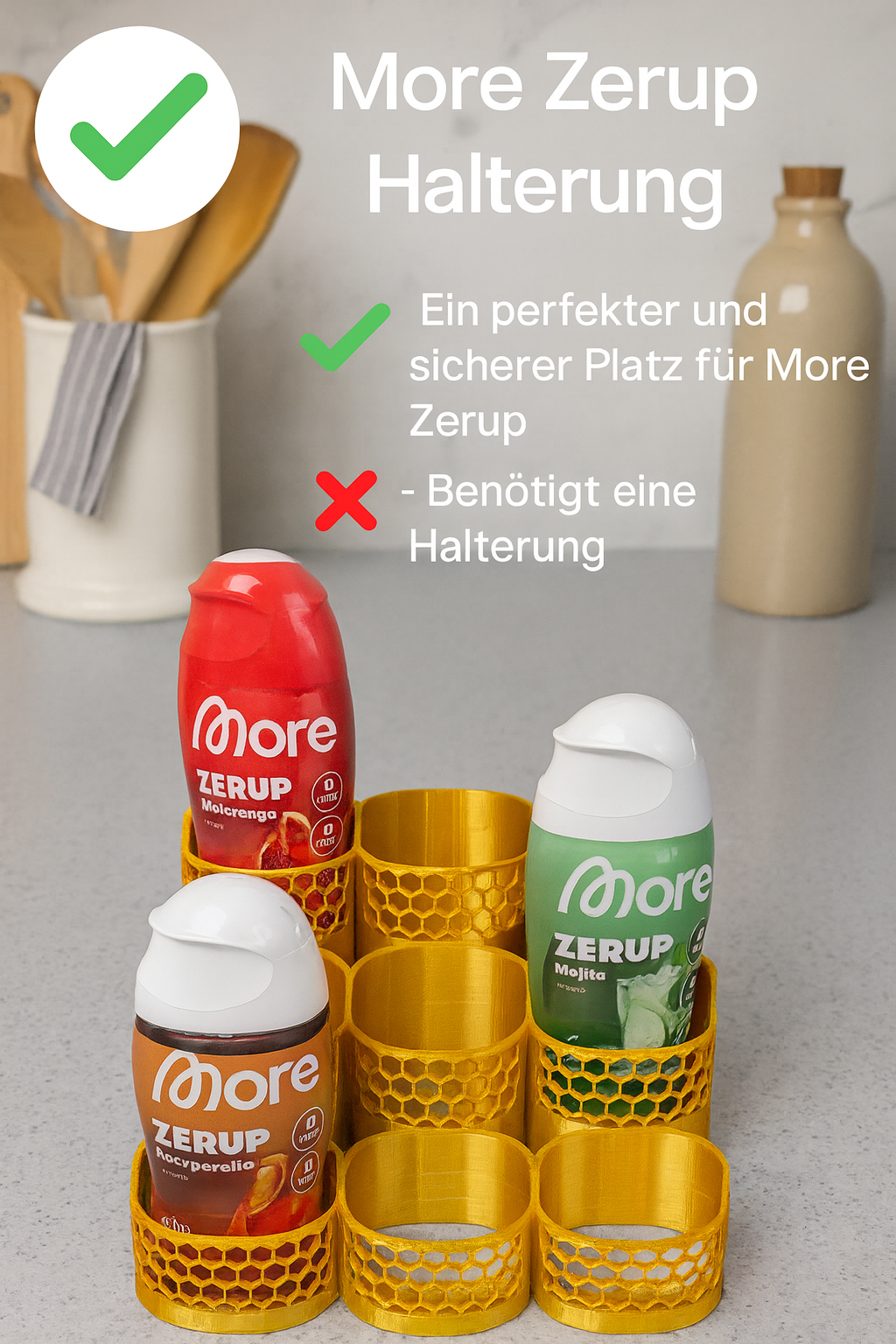 More Zerup & ESN Halterung – Flaschenhalter für 2 bis 10 Sirupflaschen