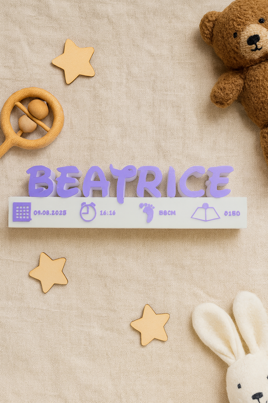 Personalisiertes Namensschild zur Geburt – Geschenk fürs Baby
