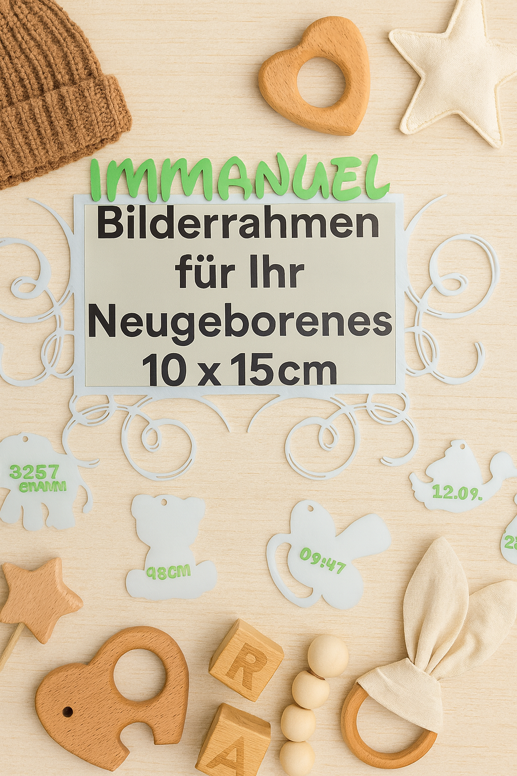 Personalisiertes Namensschild als Bilderrahmen zur Geburt