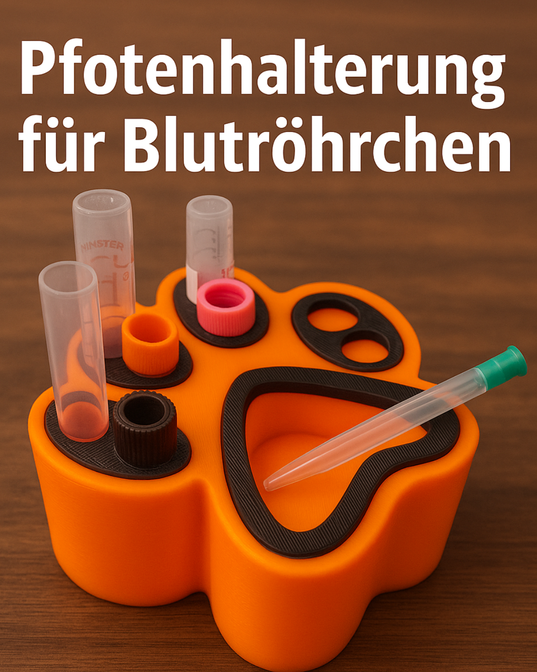 Pfotenhalterung für Blutröhrchen in Hundeform aus PETG