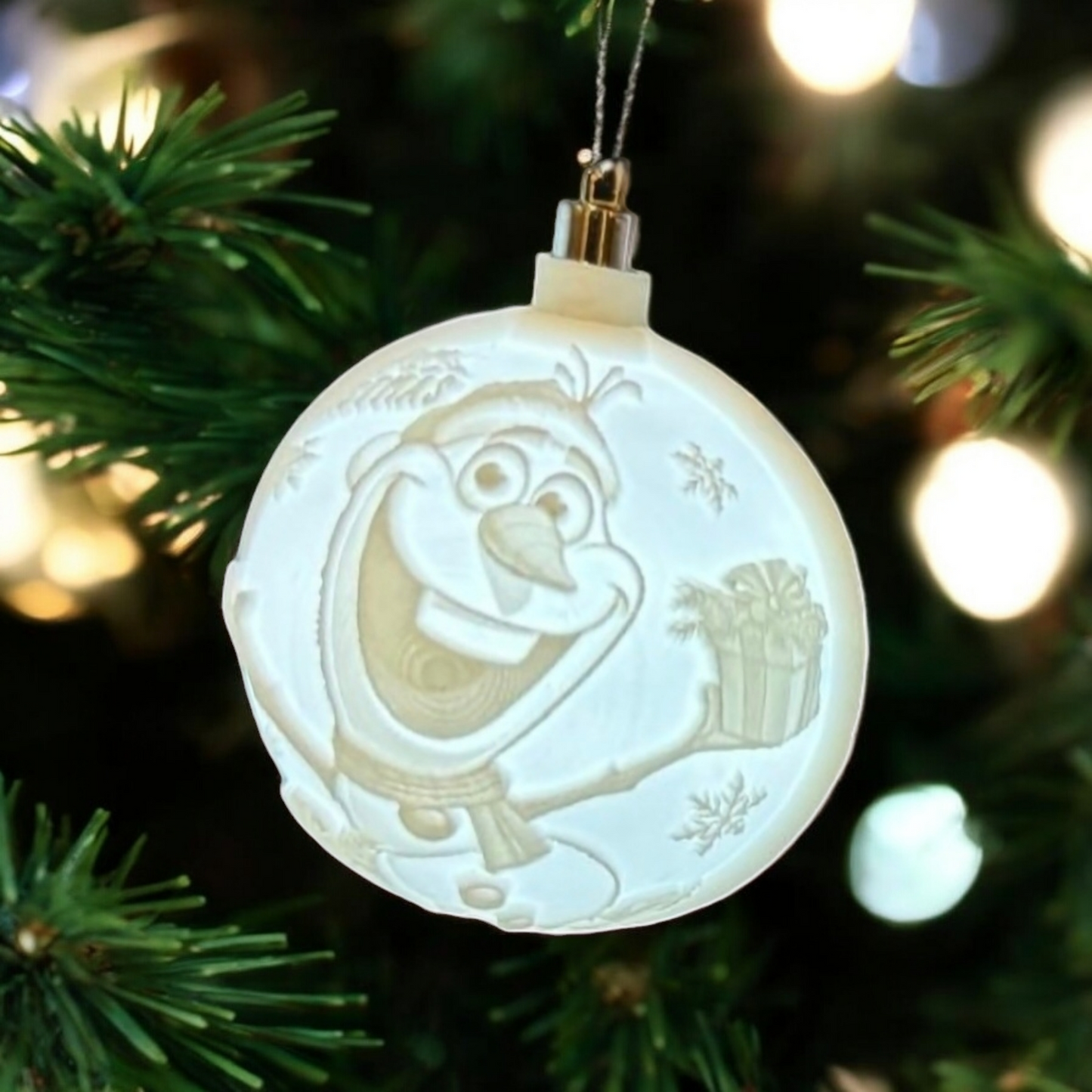 Weihnachtsbaumkugel Olaf - Stitch und Olaf Halterung