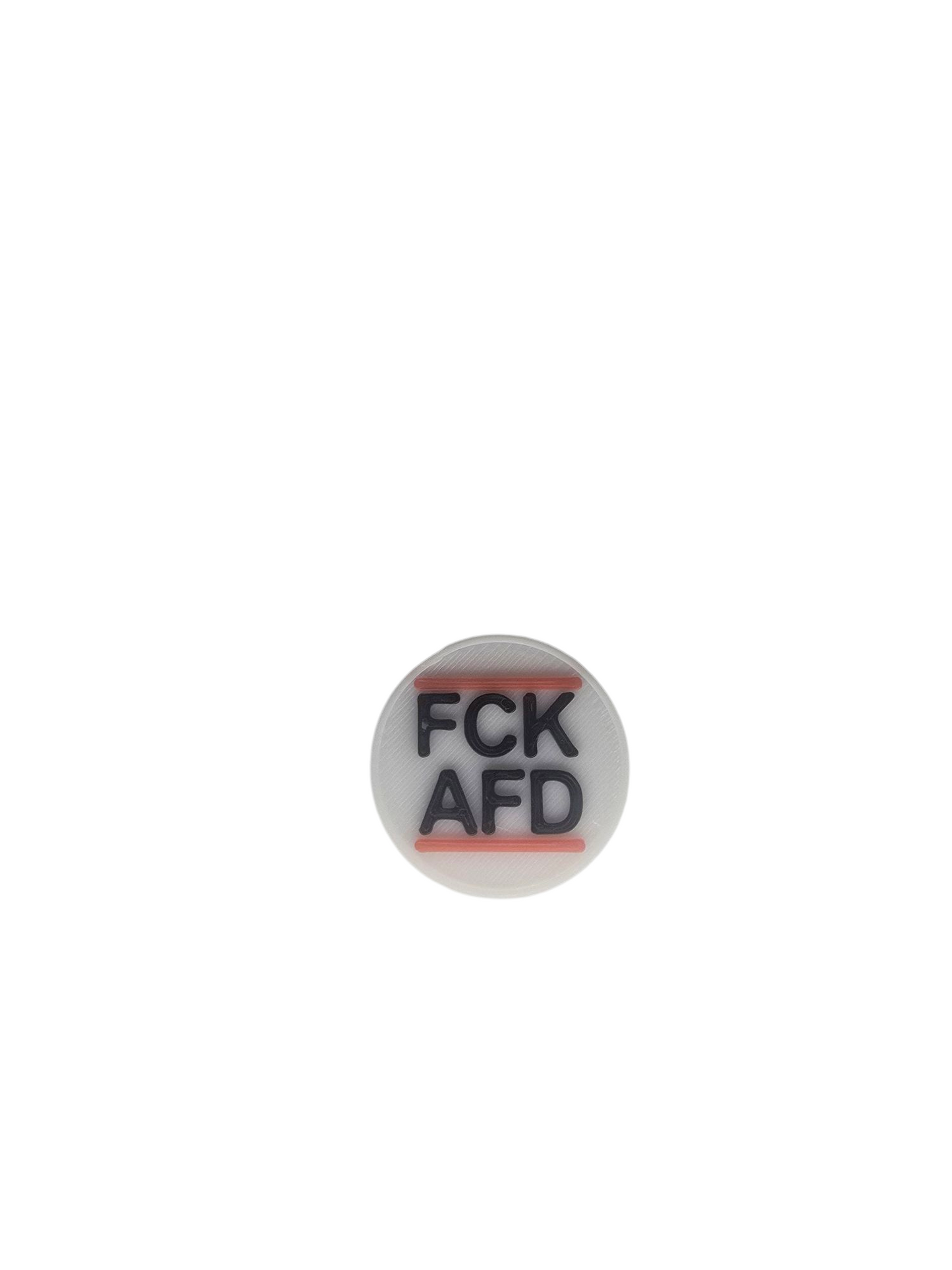 FCK AFD Chip im Einkaufswagen als Zeichen gegen rechte Ideologie