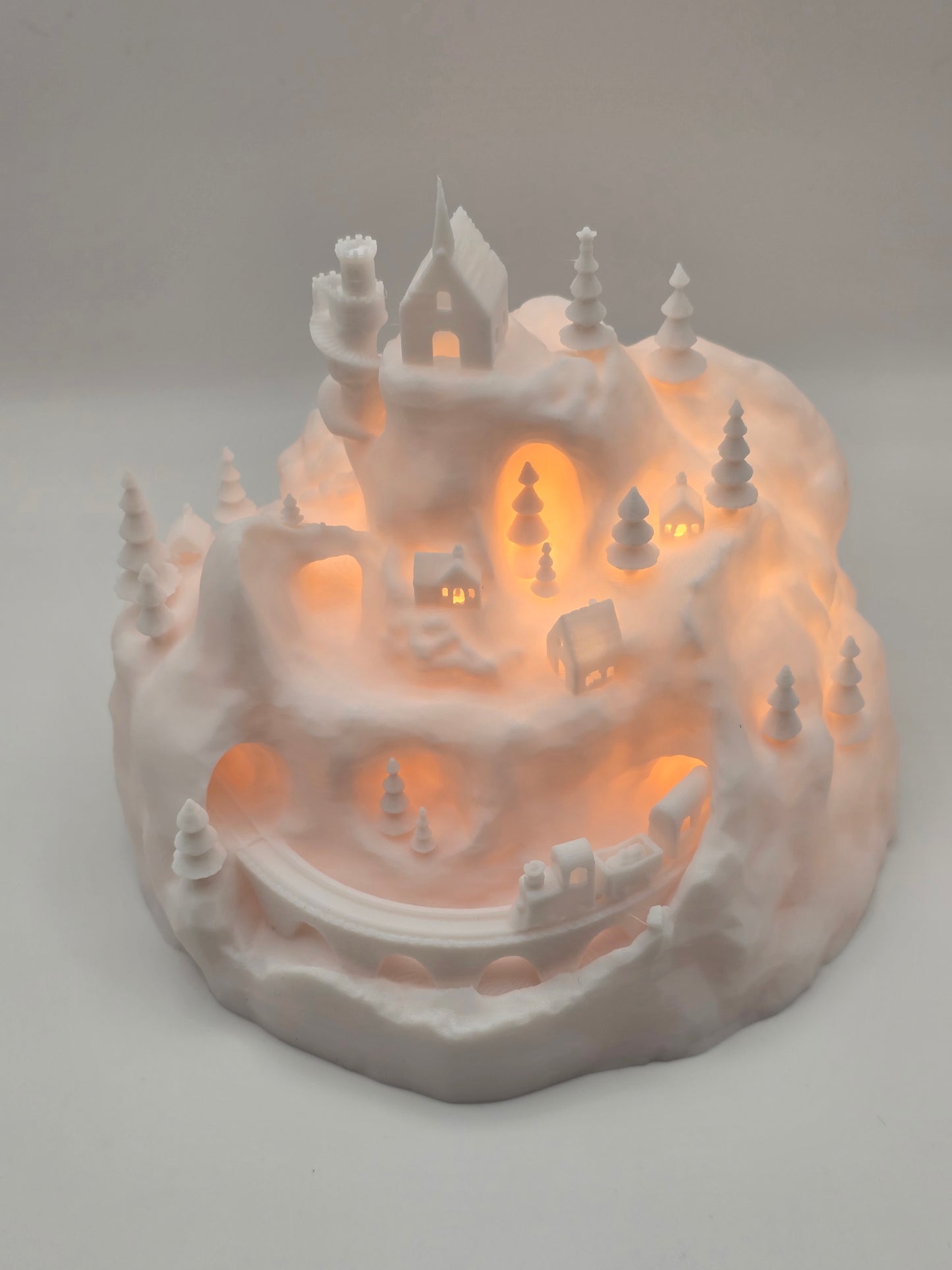 3D Druck Weihnachtsdeko Weihnachtsdorf Beleuchtetes Weihnachtsschloss