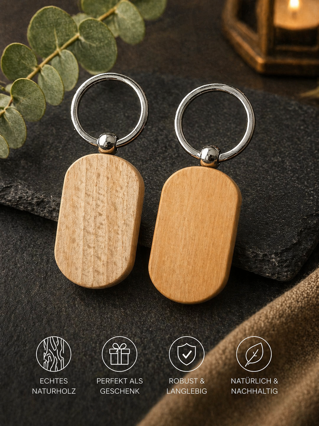 Personalisierter Holz Schlüsselanhänger mit Gravur individuelles Geschenk