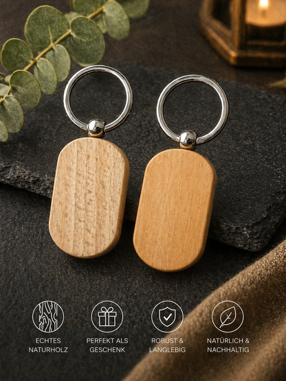 Personalisierter Holz Schlüsselanhänger mit Gravur individuelles Geschenk