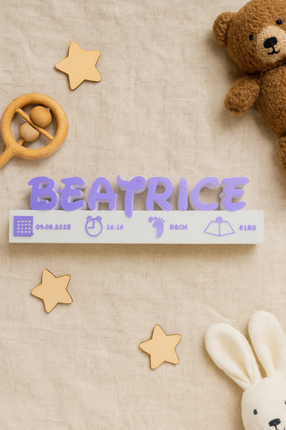 Personalisiertes Namensschild zur Geburt – Geschenk fürs Baby