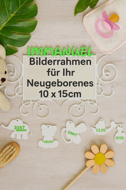 Personalisiertes Namensschild als Bilderrahmen zur Geburt