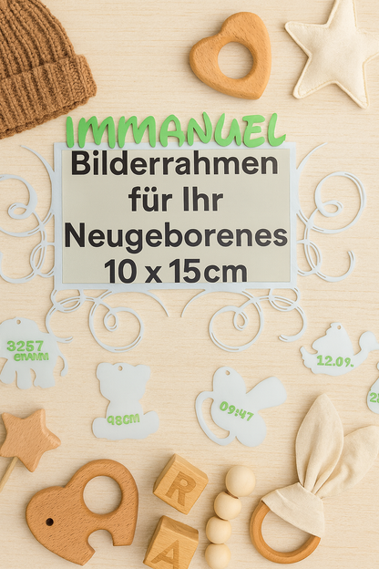 Personalisiertes Namensschild als Bilderrahmen zur Geburt