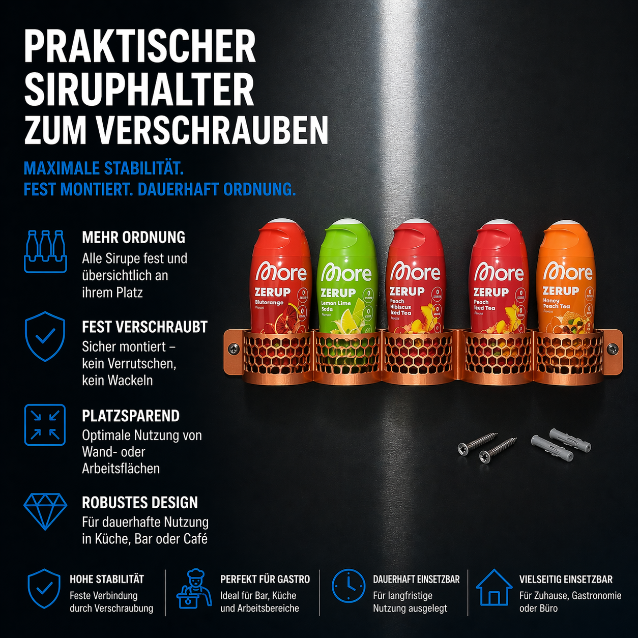 Sirup Regal Wand Tür für More Zerup und ESN Flaschen 1 bis 7 Organizer