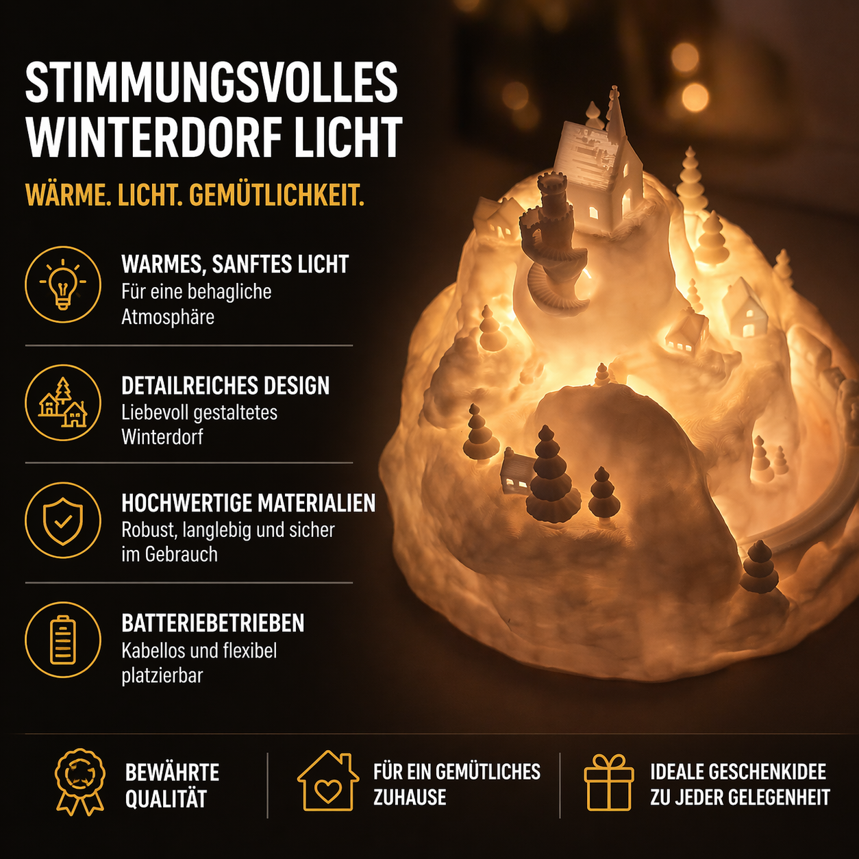 Beleuchtetes Weihnachtsschloss Weihnachtsdorf Deko LED Innenbereich