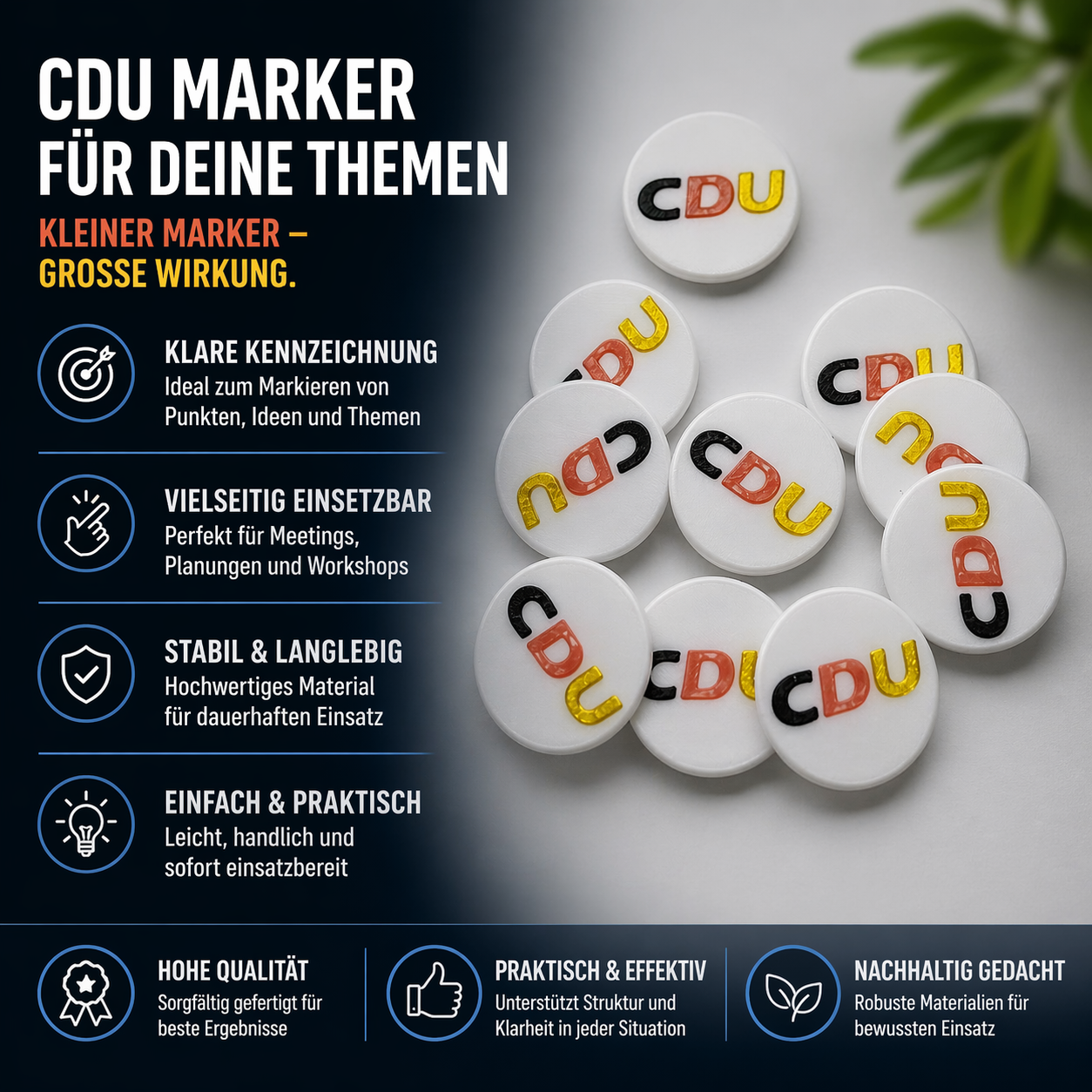 Einkaufswagenchip CDU wiederverwendbar Ersatz Münze Schlüsselbund
