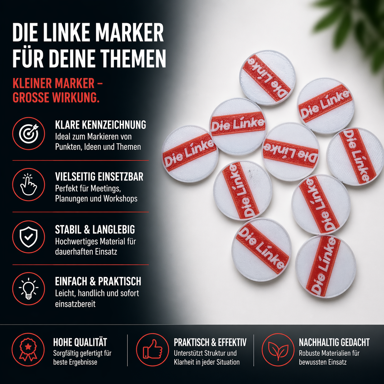 Einkaufswagenchip Die Linke wiederverwendbar Ersatz Münze Schlüsselbund
