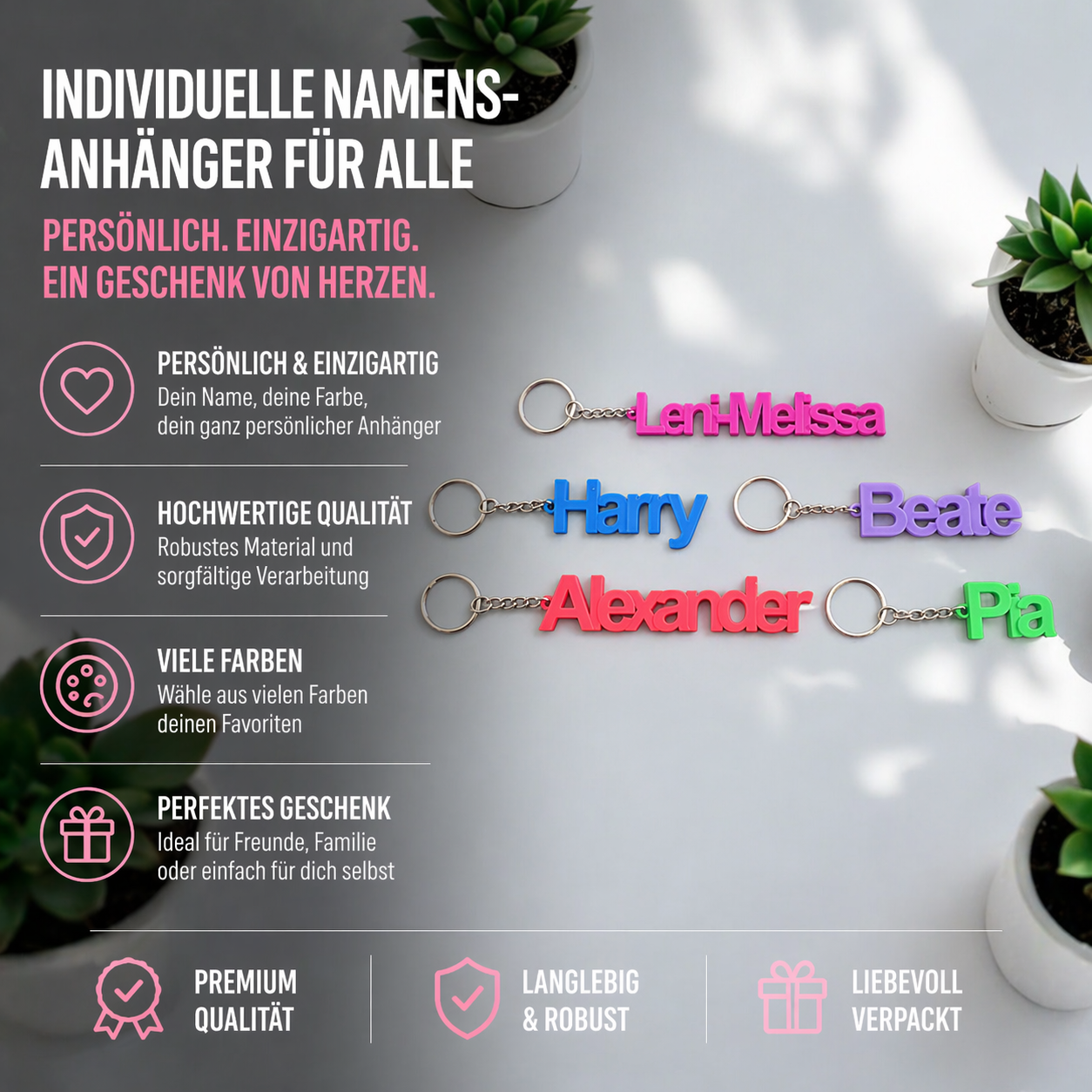 Personalisierter Schlüsselanhänger mit Namen 3D Druck individuelles Geschenk