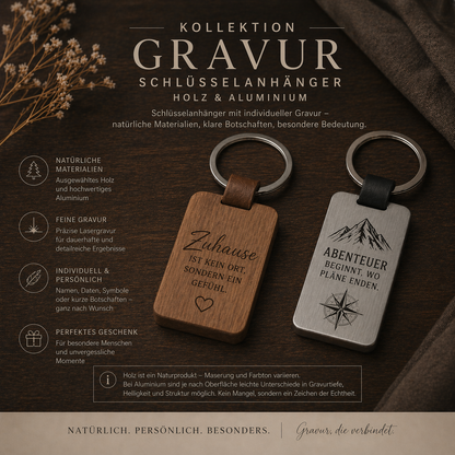 Personalisierter Holz Schlüsselanhänger mit Gravur individuelles Geschenk