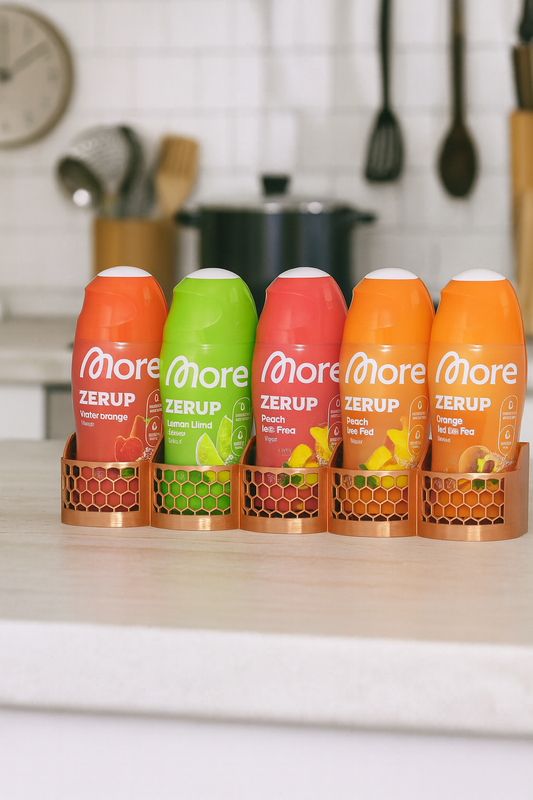 More Zerup, ESN Flaschenhalter & Sirup Regal – 1–7 Flaschen, Wand & Tür