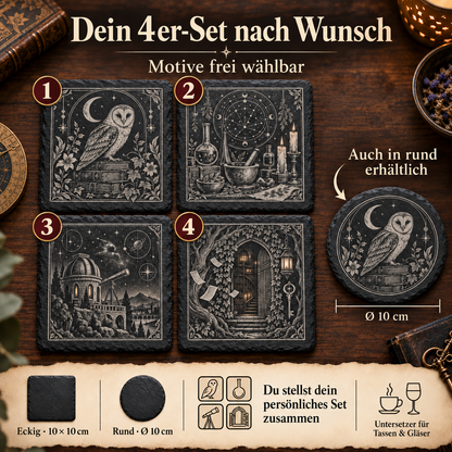 Schieferuntersetzer 4er Set – 4 Motive frei wählbar