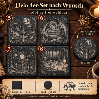 Schieferuntersetzer 4er Set – 4 Motive frei wählbar