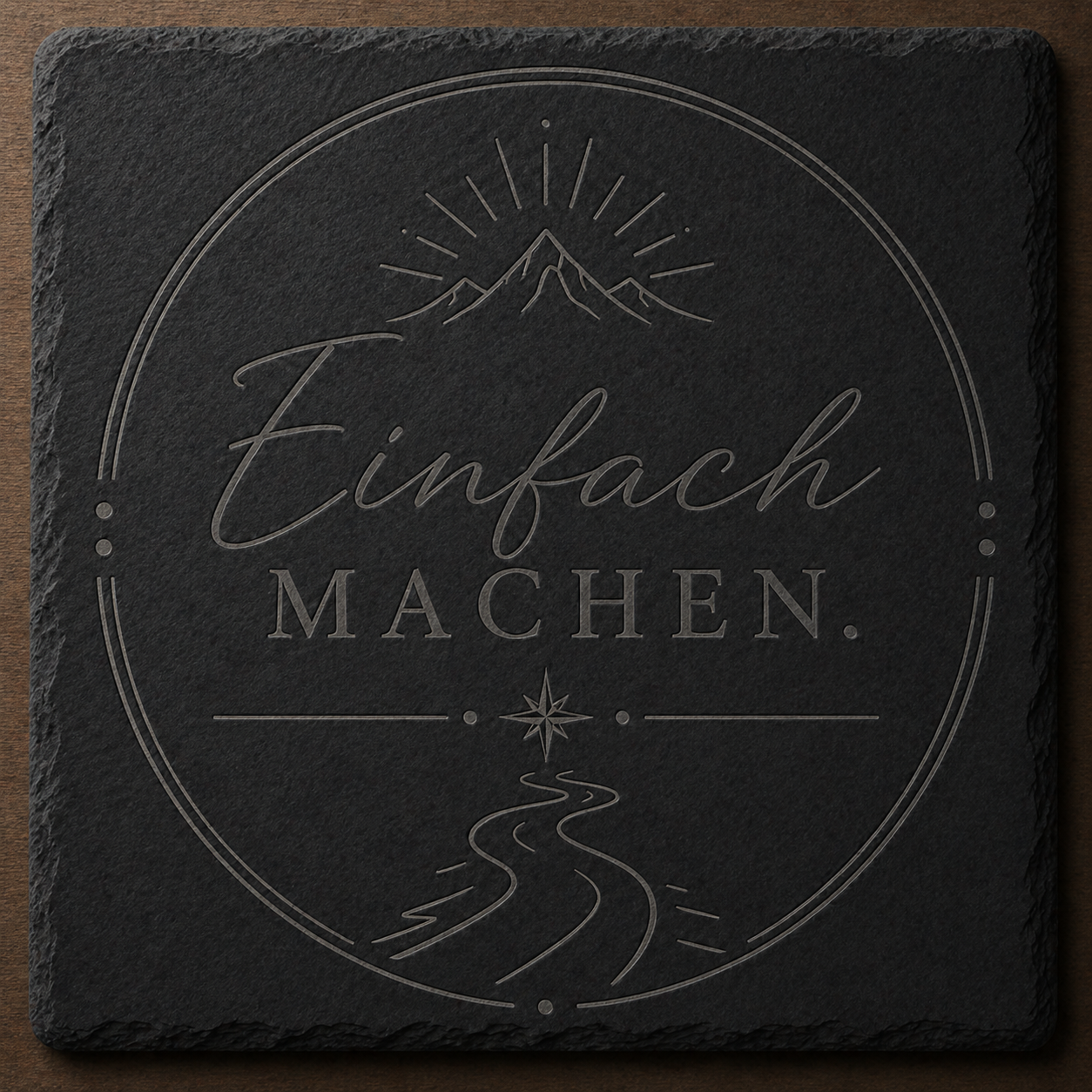 Schieferplatte 10x10 cm graviert – 14 Sprüche zur Auswahl