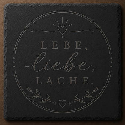 Schieferplatte 10x10 cm graviert – 14 Sprüche zur Auswahl