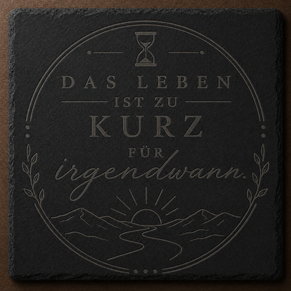 Schieferplatte 10x10 cm graviert – 14 Sprüche zur Auswahl