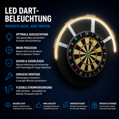 Dartscheiben Beleuchtung 180 Grad LED für Dartboard