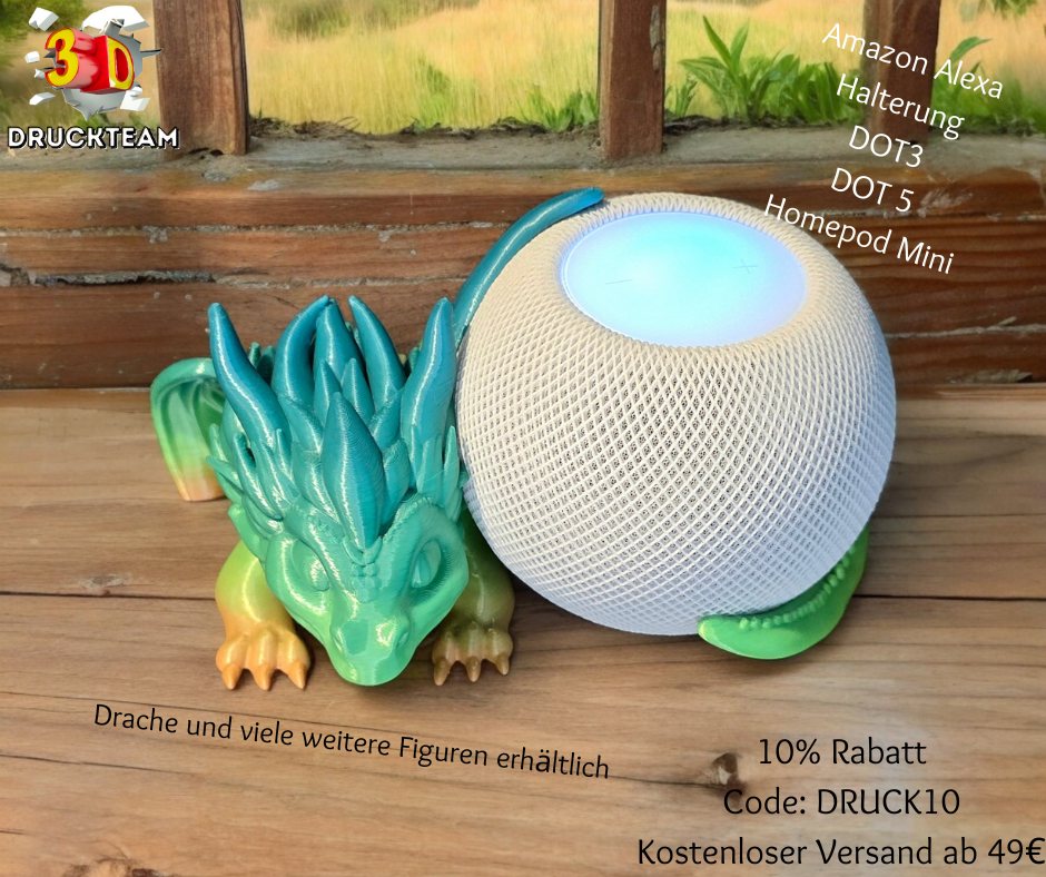 3D Druck Drache für Homepod Mini Sitzend